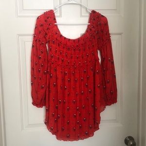 Free People Off the Shoulder Smocked Top